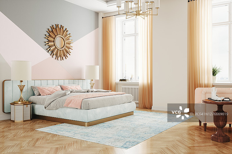 复古风格卧室内饰图片素材