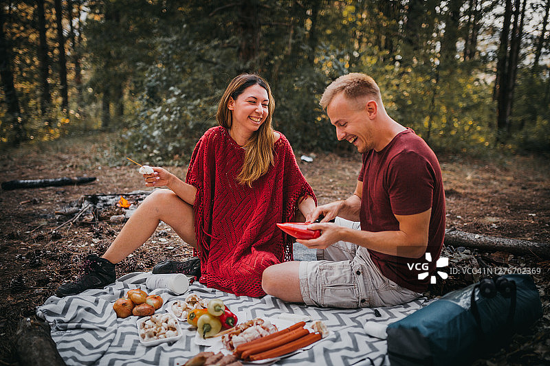 情侣享受野餐图片素材