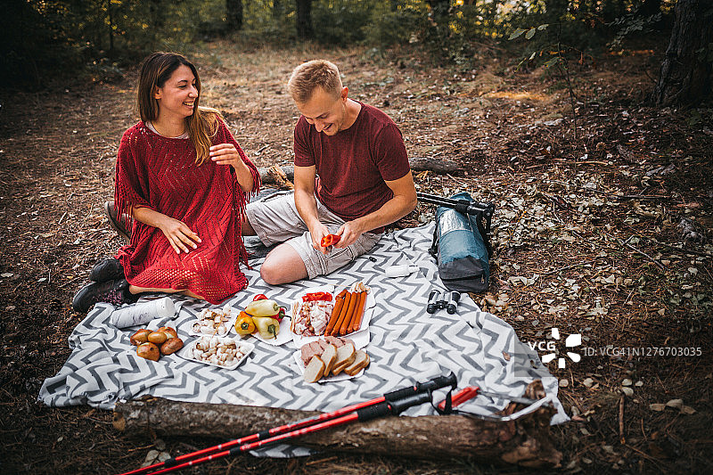 情侣享受野餐图片素材