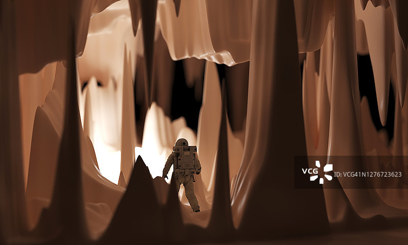 宇航员在遥远星球上探索能源图片素材