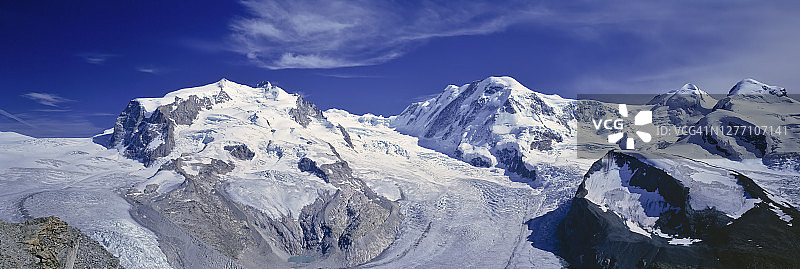 罗莎峰山脉（罗莎峰、利斯卡姆峰、卡斯托峰和波吕克斯峰），瑞士图片素材