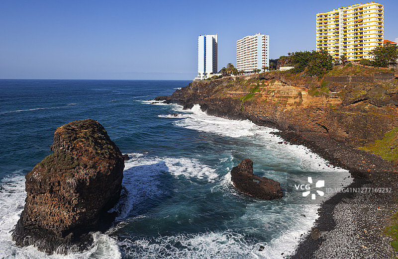 西班牙加那利群岛克鲁斯港洛斯罗克斯海滩酒店景观图片素材