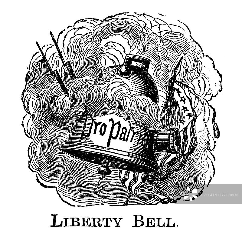 宾夕法尼亚州费城自由钟雕刻插图图片素材
