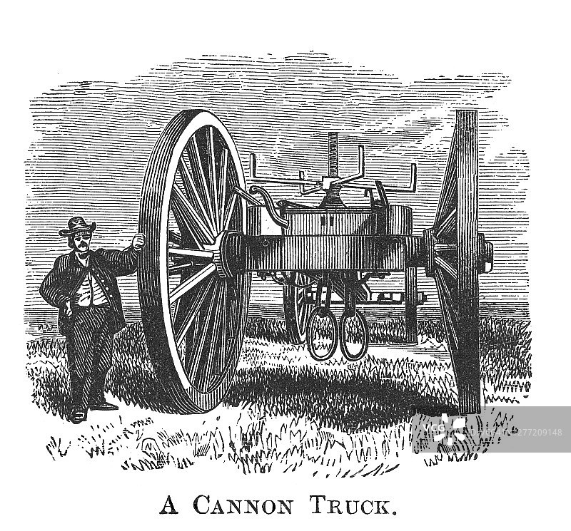火炮卡车雕刻插画图片素材