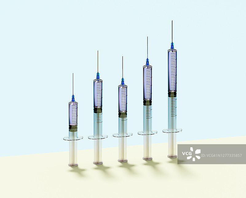 不同长度的针筒组成条形图图片素材