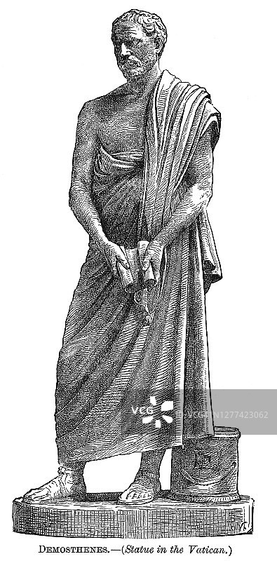 德摩斯梯尼古希腊雕塑：古雅典的希腊政治家和演说家图片素材