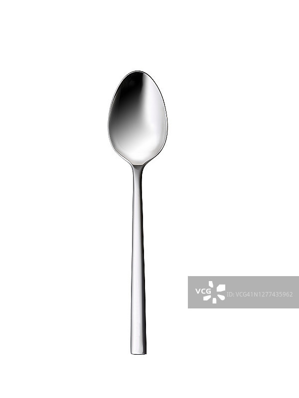 白色背景上的银色勺子图片素材
