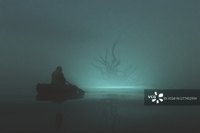 渔夫与奇幻怪物图片素材