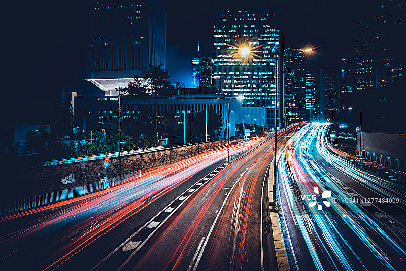 香港城市交通光轨图片素材