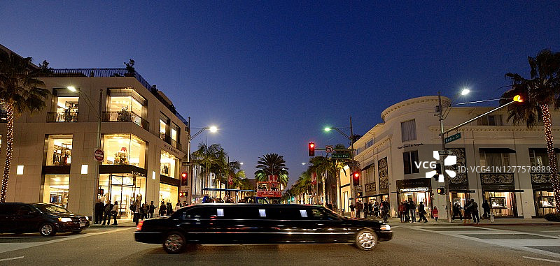 比佛利山庄罗迪欧大道豪华轿车，洛杉矶图片素材