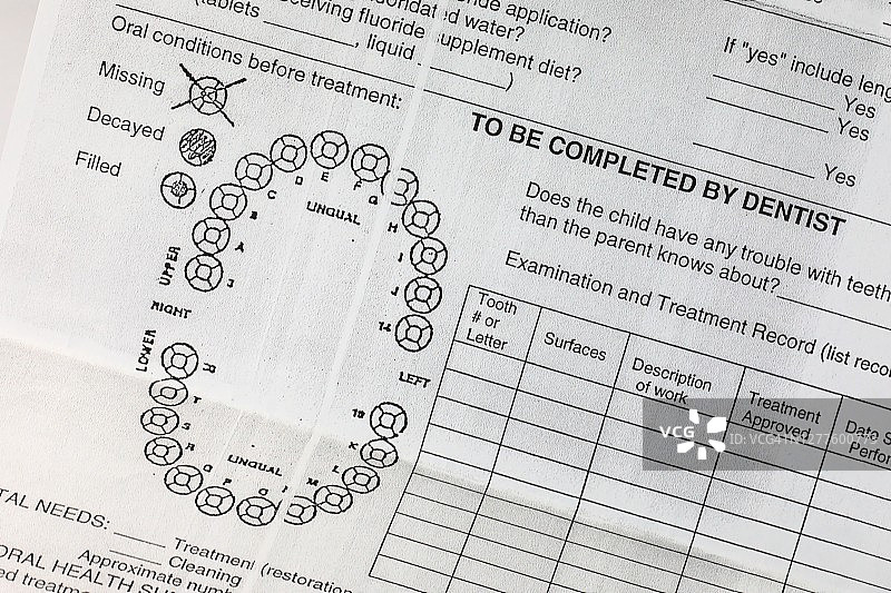 牙医用牙科记录报告图片素材
