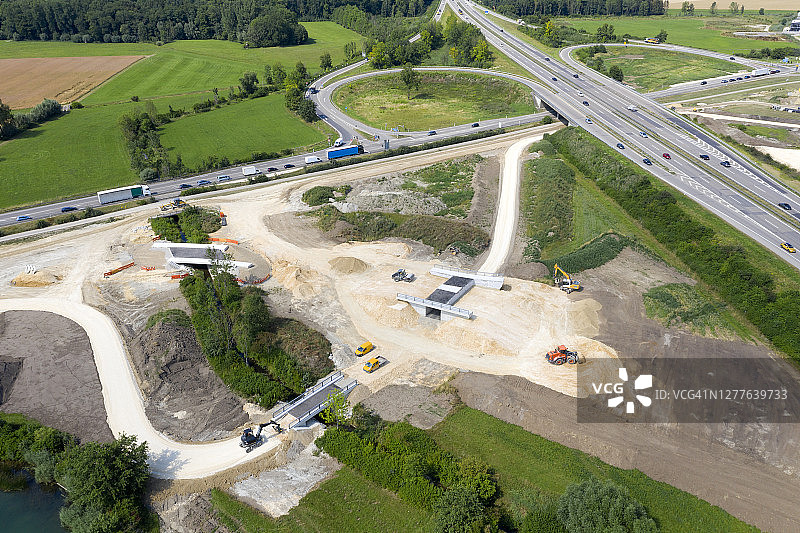 道路与高架桥建设航拍图片素材