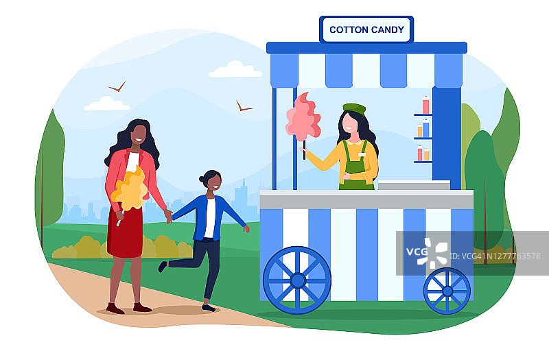 母女购买棉花糖图片素材