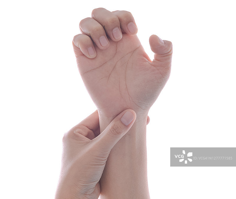 手部神经疼痛，手部麻木，白色背景图片素材