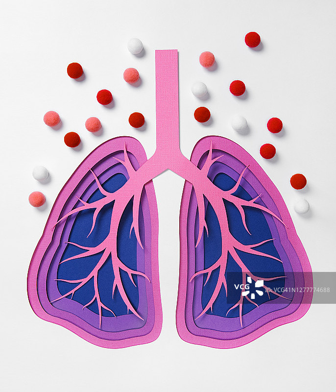 病毒感染的肺部纸艺作品图片素材