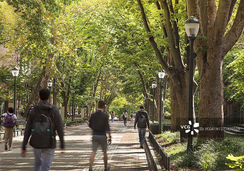 人行道上的学生人群图片素材