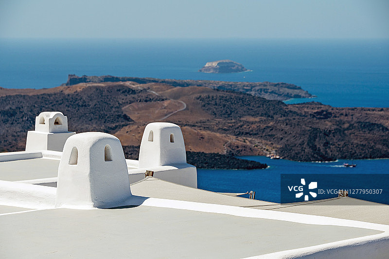希腊圣托里尼烟囱图片素材