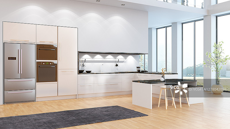 现代餐厅和厨房图片素材