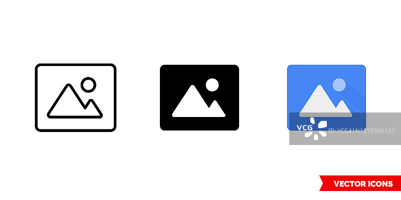 三种颜色壁纸图标：彩色、黑白、轮廓。矢量符号图片素材