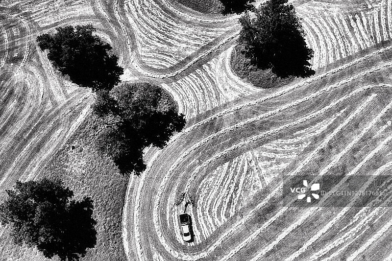 德克萨斯州格伦罗斯的干草收割图片素材