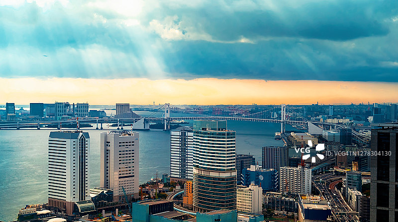 东京湾及天际线景色图片素材