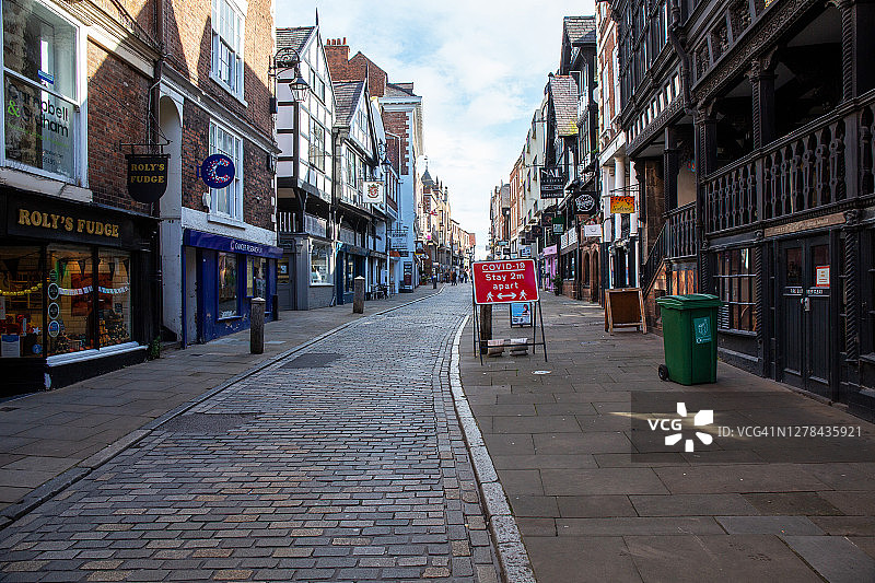 切斯特沃特盖特街的疫情警示牌图片素材