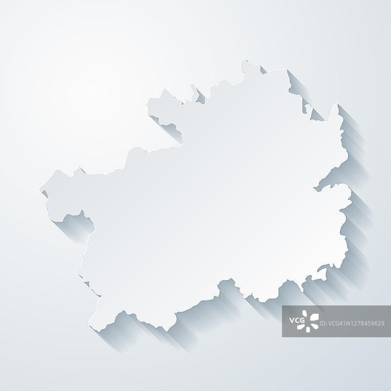 具有剪纸效果的贵州地图，背景空白图片素材