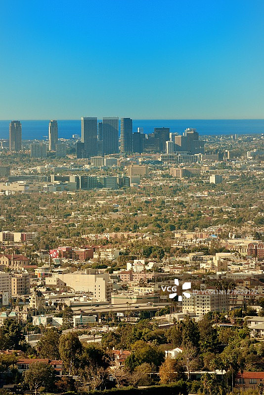 从格里菲斯天文台远眺洛杉矶好莱坞和比佛利山庄图片素材