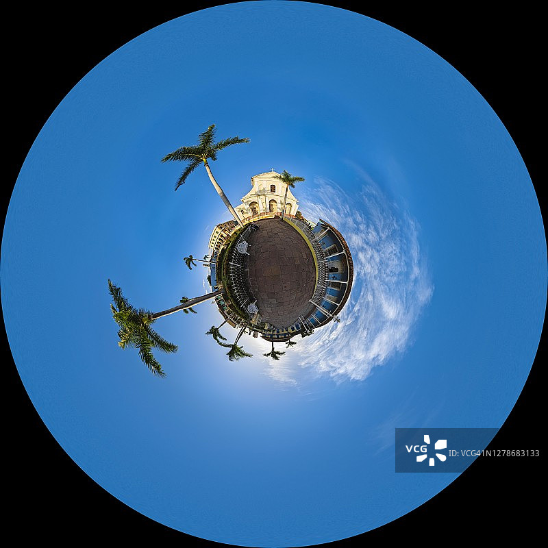 古巴特立尼达古镇：殖民别墅，联合国教科文组织世界遗产，360度全景图片素材