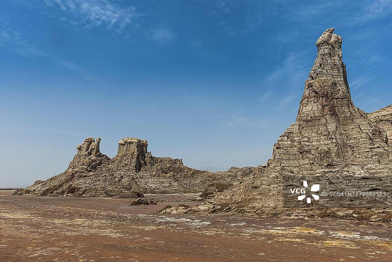 埃塞俄比亚达洛尔盐矿沉积岩层图片素材