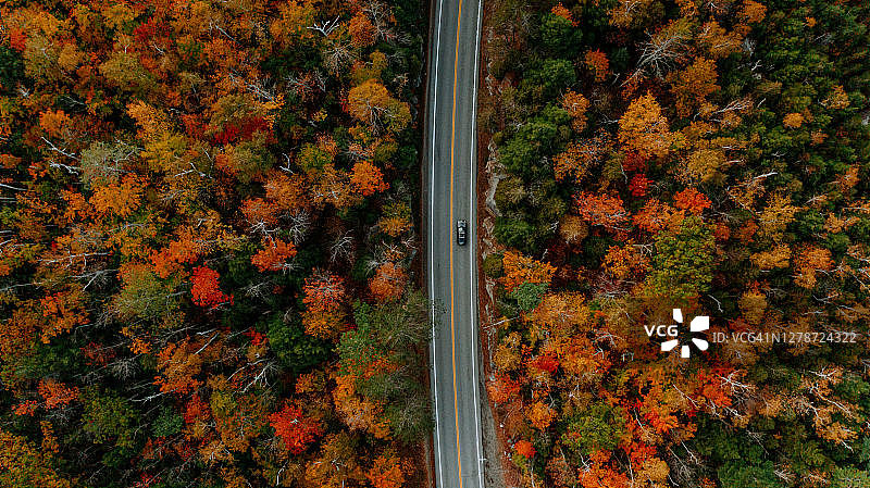 秋季山脉与树叶鸟瞰图片素材