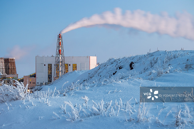 俄罗斯极北地区北极的热电厂图片素材
