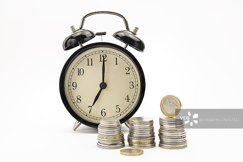 硬币和闹钟图片素材