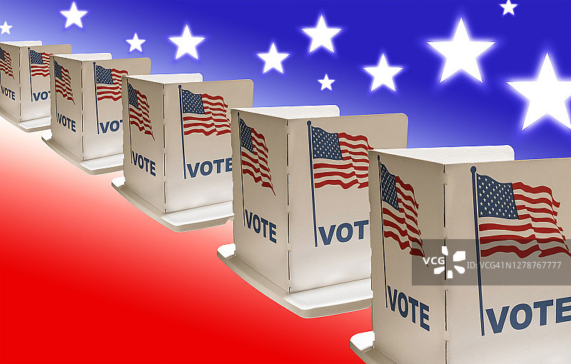 一排投票站图片素材