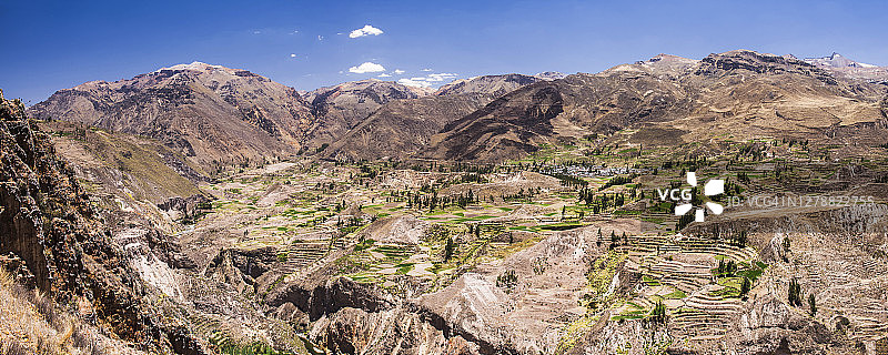 科尔卡峡谷农田和梯田，秘鲁，南美洲图片素材