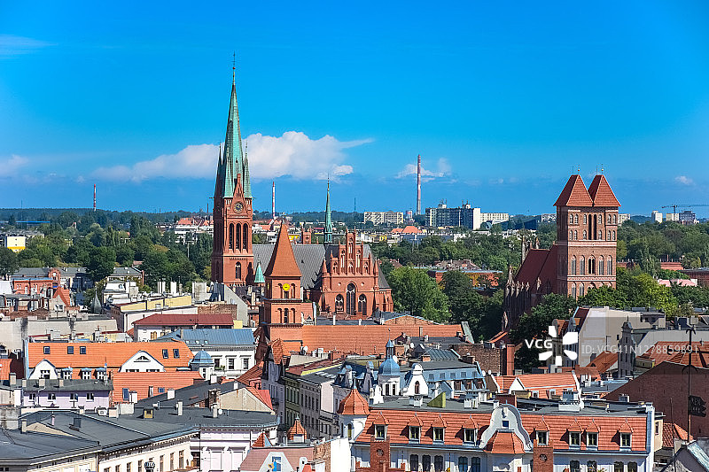 波兰托伦的圣凯瑟琳教堂和圣詹姆斯教堂鸟瞰图图片素材