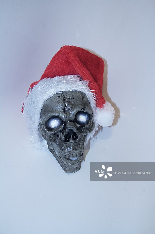戴圣诞帽的骷髅图片素材