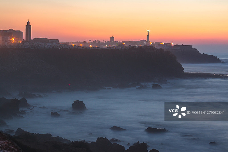 摩洛哥海岸线日落景观图片素材