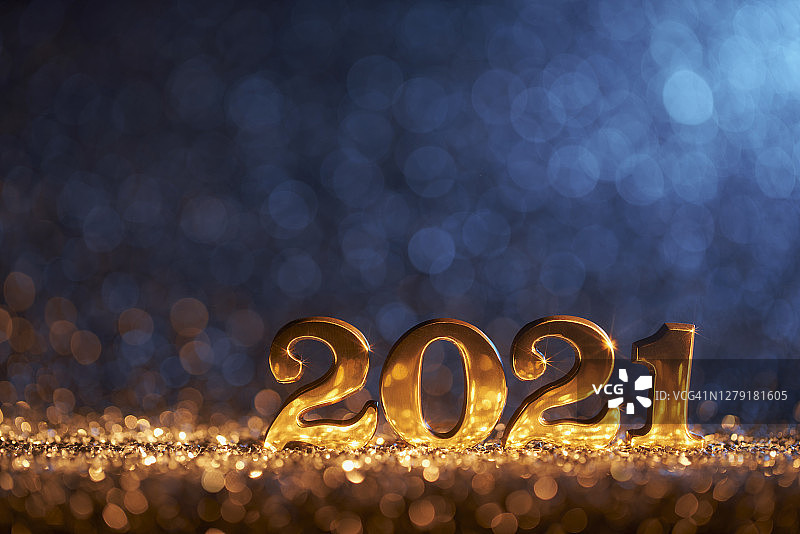 新年装饰2021 -金蓝色庆祝圣诞节图片素材