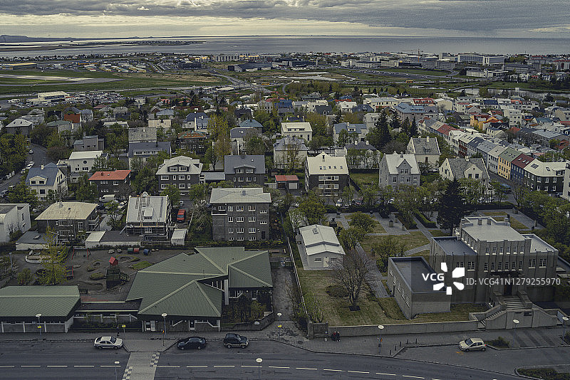 雷克雅未克至凯夫拉维克国际机场鸟瞰图图片素材