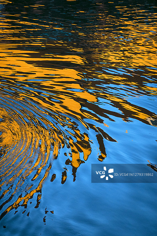 德国，美因河闪亮水面的倒影图片素材