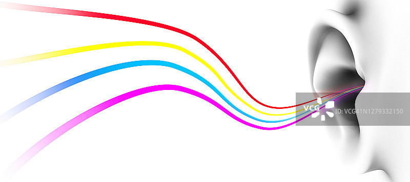 音频波进入耳朵插图图片素材