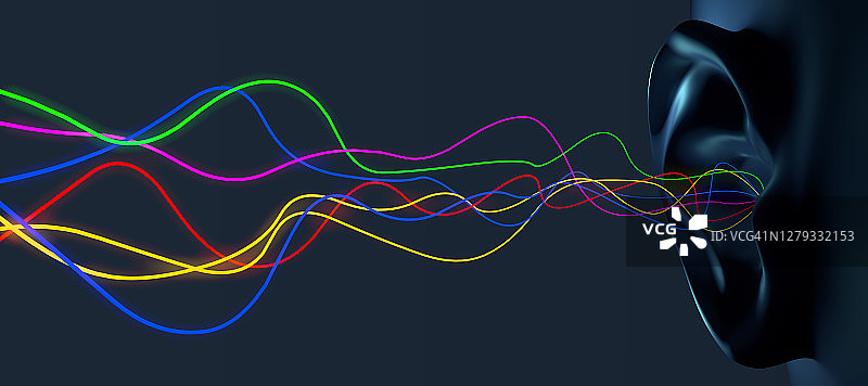 音频波进入耳朵插图图片素材