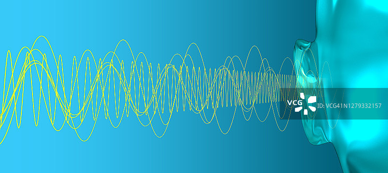 音频波进入耳朵插图图片素材
