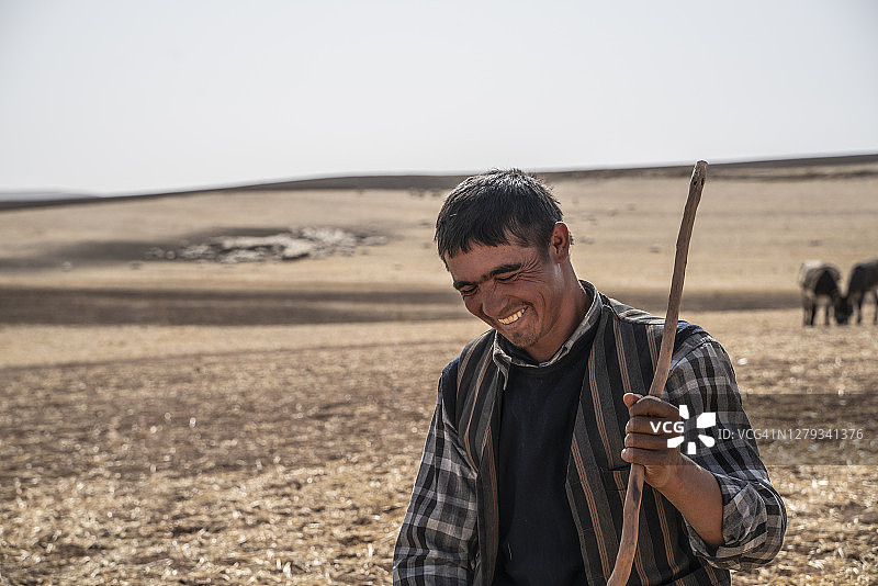牧羊人和牧羊驴休息图片素材