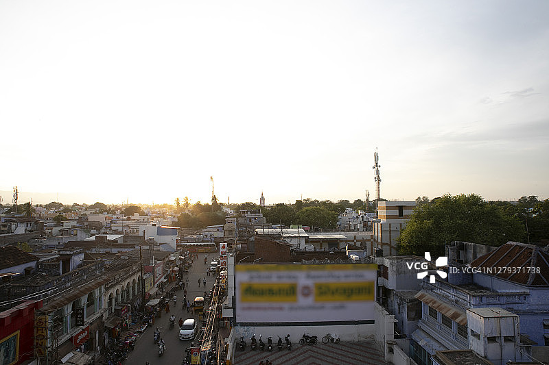 印度蒂鲁内尔维利的街景俯视照片图片素材