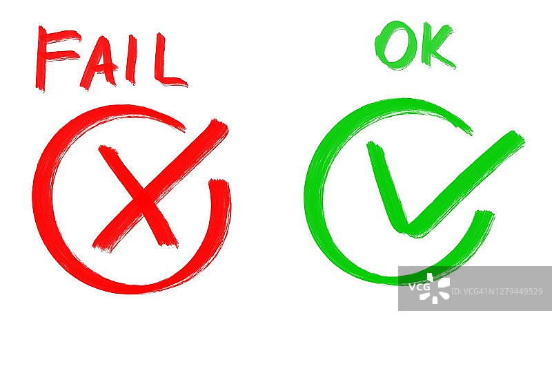 绿色勾号和红色叉号简笔画图片素材