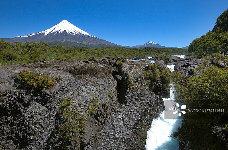 智利巴塔哥尼亚国家公园的彼德罗韦河瀑布图片素材