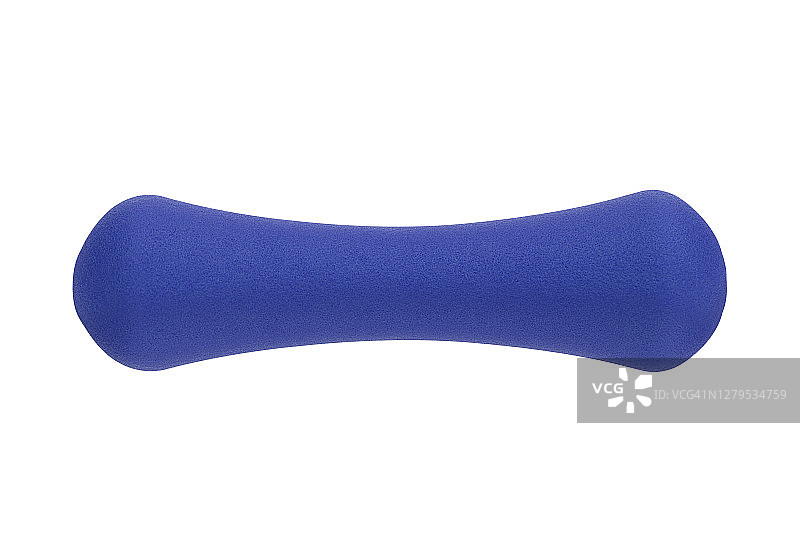 白色背景上的蓝色健身哑铃图片素材