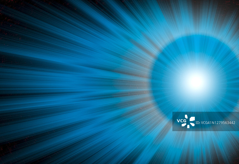 红色空间背景上的蓝色光效图片素材